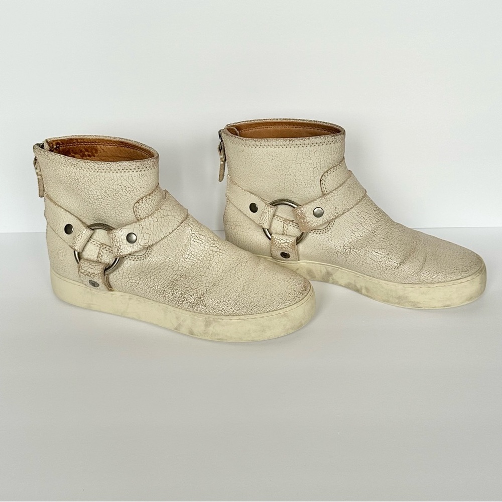 Frye Womens Lena Harness Bootie Off White Leather Size 8 M